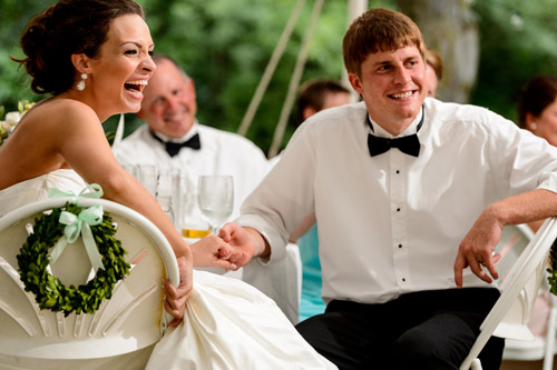 elegant pink, blue green and ivory backyard wedding in Wisconsin with photos by Susan Stripling Photography via junebugweddings.com