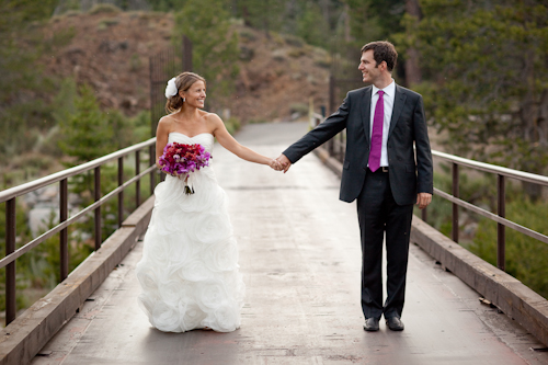 Lake Tahoe wedding in saturated jewel tones - photos by Catherine Hall Studios | junebugweddings.com