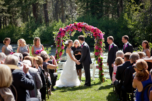 Lake Tahoe wedding in saturated jewel tones - photos by Catherine Hall Studios | junebugweddings.com