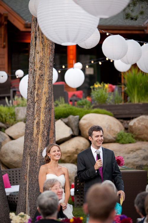 Lake Tahoe wedding in saturated jewel tones - photos by Catherine Hall Studios | junebugweddings.com