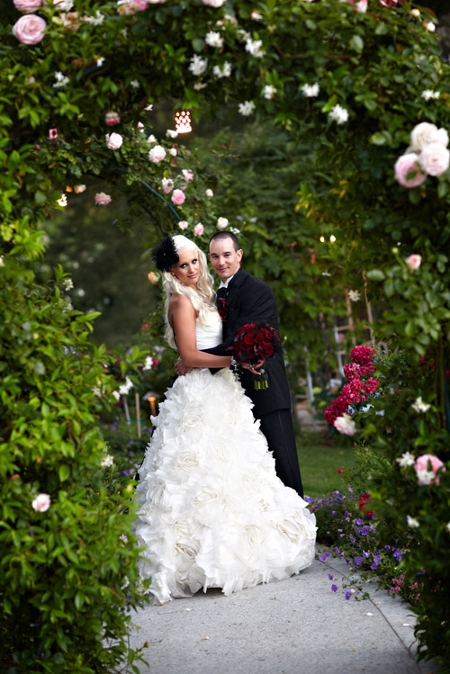 dark, dramatic and sexy red and black los angeles wedding designed by Kristin Banta Events, photos by Miki & Sonja Photography