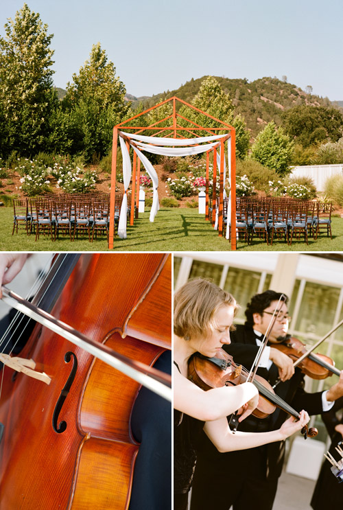 Napa wedding at Solage Calistoga with a blue, coral orange, and fuchsia pink wedding color palette | via junebugweddings.com