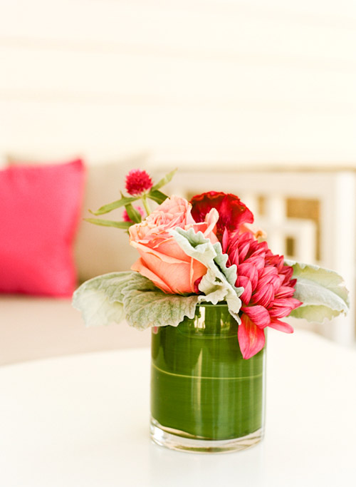 Napa wedding at Solage Calistoga with a blue, coral orange, and fuchsia pink wedding color palette | via junebugweddings.com