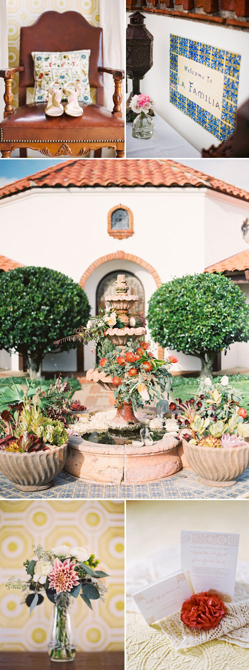 Romantic Spanish old-california wedding decor at La Familia Ranch in San Luis Obispo, CA