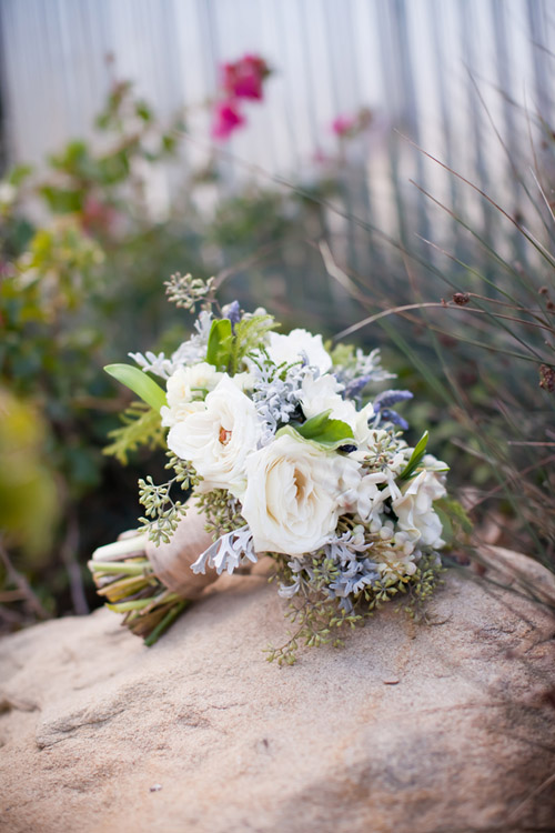 rustic sage, ivory and purple wedding in Santa Barbara, CA, photo by Jessica Lewis Photography via JunebugWeddings.com