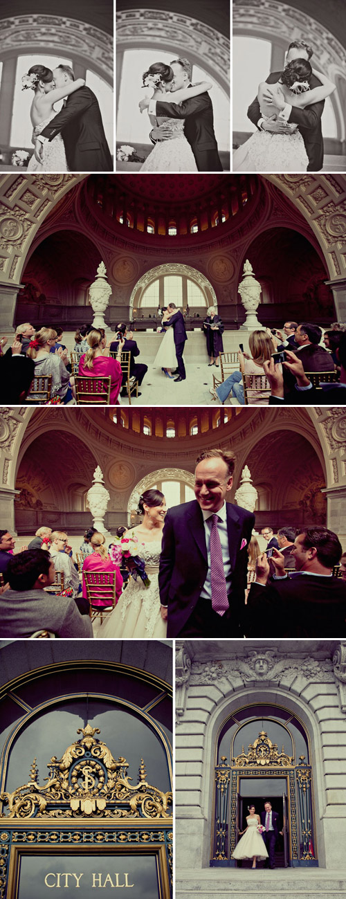 First newlywed moments at San Francisco City Hall, photos by Paco and Betty