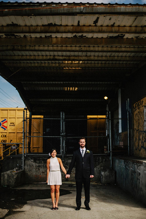 SODO Park Wedding, Photo by Benj Haisch via Junebug Weddings