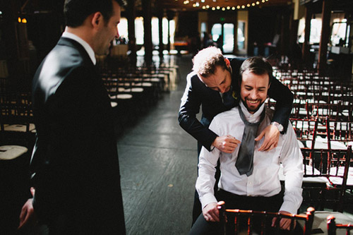 SODO Park Wedding, Photo by Benj Haisch via Junebug Weddings