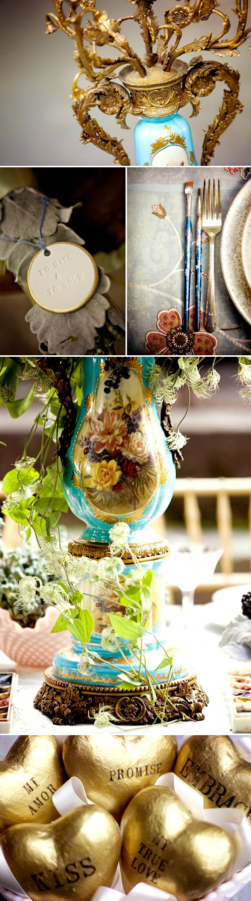 Watercolor inspired wedding decor by Momental Designs, photos by Darker Shades of Brown Photography | junebugweddings.com