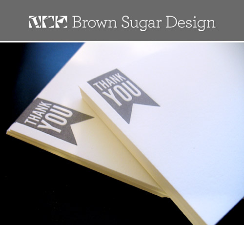 modern gray and white letterpress thank you notes from Brown Sugar Design