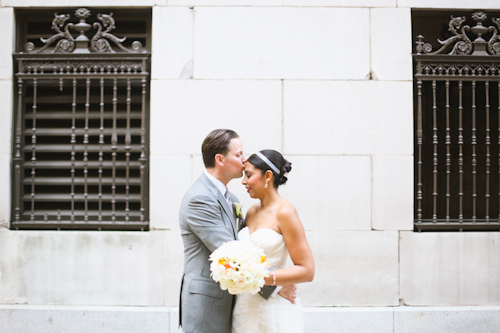 Elegant white, grey, and orange wedding; photos by Adrienne Gunde Photography | junebugweddings.com