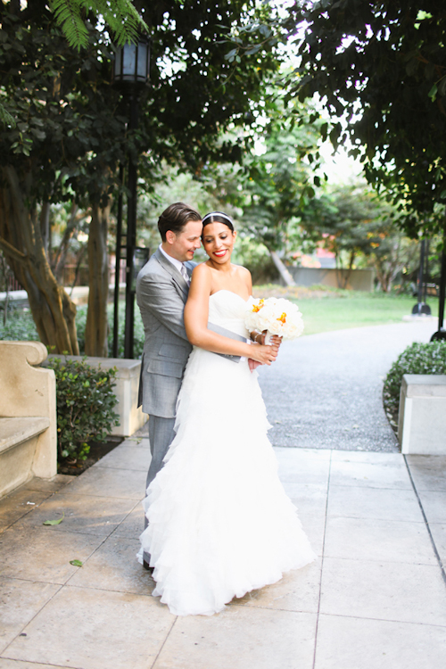 Elegant white, grey, and orange wedding; photos by Adrienne Gunde Photography | junebugweddings.com