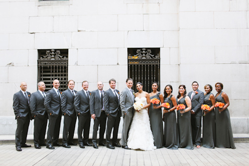 Elegant white, grey, and orange wedding; photos by Adrienne Gunde Photography | junebugweddings.com