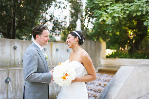 Elegant white, grey, and orange wedding; photos by Adrienne Gunde Photography | junebugweddings.com