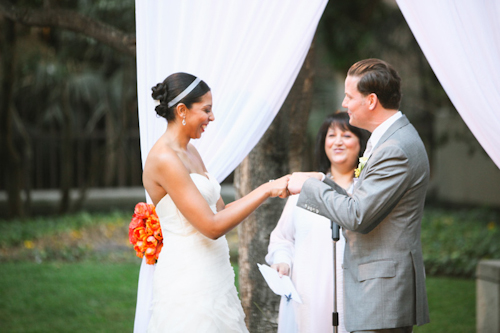 Elegant white, grey, and orange wedding; photos by Adrienne Gunde Photography | junebugweddings.com