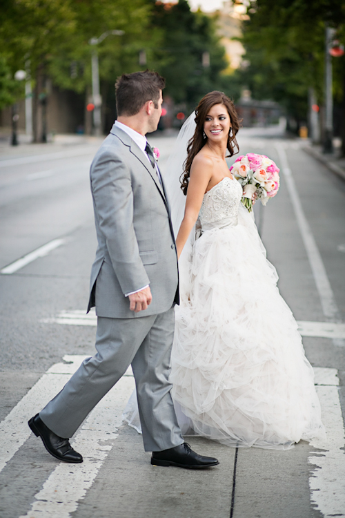 elegant pink and white wedding at the Arctic Club in Seattle with photos by Alante Photography | junebugweddings.com