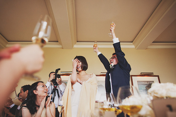 pink and white beach wedding at Montage Laguna Beach in California, photos by Erik Clausen  | via junebugweddings.com