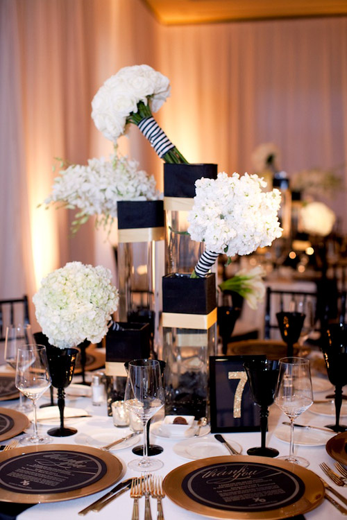 Gold Wedding With Sequin Bridesmaid Dresses, Black White And Gold Wedding Table Settings
