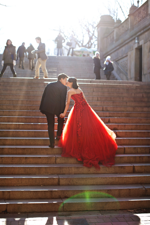 NYC engagement session featuring couture gowns, photos by Jason Groupp Photography | junebugweddings.com