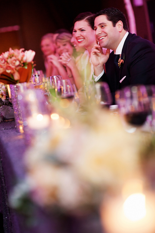 peach, pink and coral wedding at The Carlu in Toronto, Ontario, Canada with photos by Jenna & Tristan | via junebugweddings.com