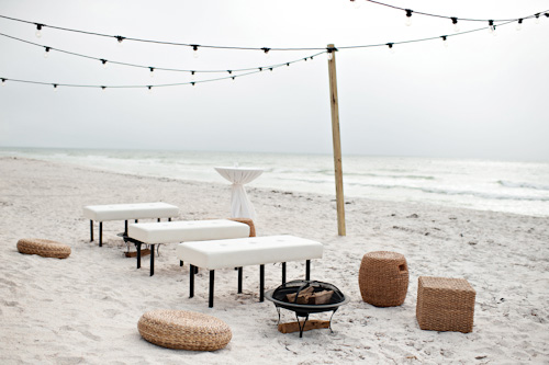 Clearwater, Florida beach wedding with a white, sand and pink wedding color palette, photo by Kristen Weaver | junebugweddings.com