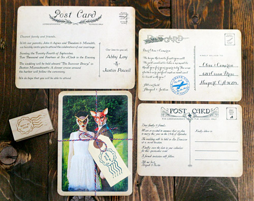 Vintage Postcard Wedding Invitations From Royal Steamline Junebug