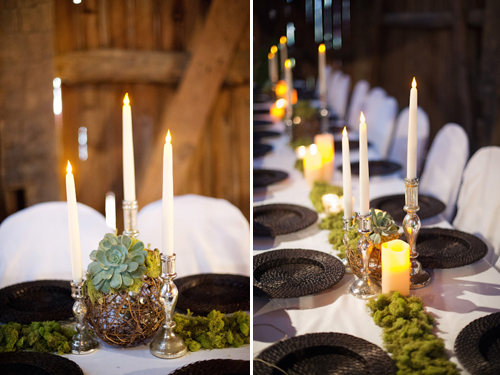 Barn wedding with woodland decor by Kelly Sweet Photography | junebugweddings.com