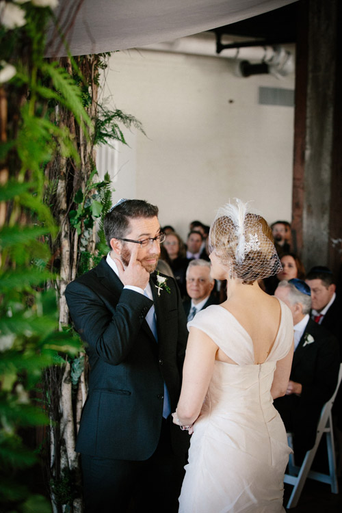 industrial wedding at The Liberty Warehouse, Brooklyn, NY with woodland decor - Elizabeth Duncan Events and Gulnara Studios | via junebugweddings.com