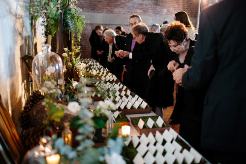 industrial wedding at The Liberty Warehouse, Brooklyn, NY with woodland decor - Elizabeth Duncan Events and Gulnara Studios | via junebugweddings.com