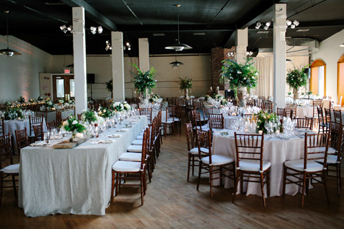 industrial wedding at The Liberty Warehouse, Brooklyn, NY with woodland decor - Elizabeth Duncan Events and Gulnara Studios | via junebugweddings.com