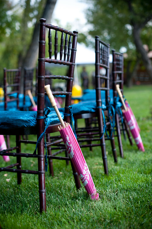 colorful yellow, peacock blue and teal wedding in Colorado, photo by Nate and Jenny Weddings | junebugweddings.com