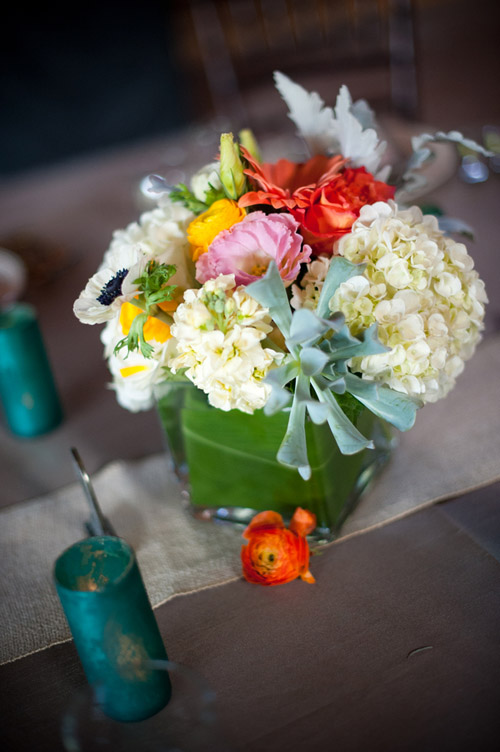 colorful yellow, peacock blue and teal wedding in Colorado, photo by Nate and Jenny Weddings | junebugweddings.com