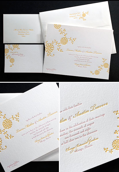 Somersby- yellow and pink letterpress summer wedding invitations by Bella Figura