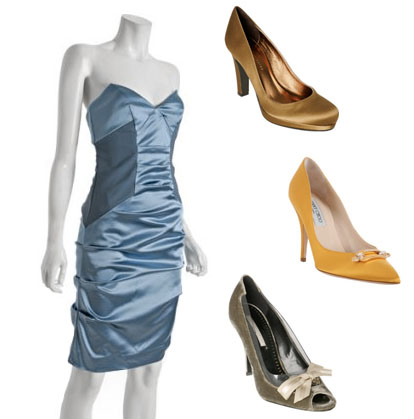 light blue, yellow and green bridesmaids dresses and shoes