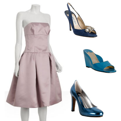 pink, blue and navy bridesmaids dresses and shoes