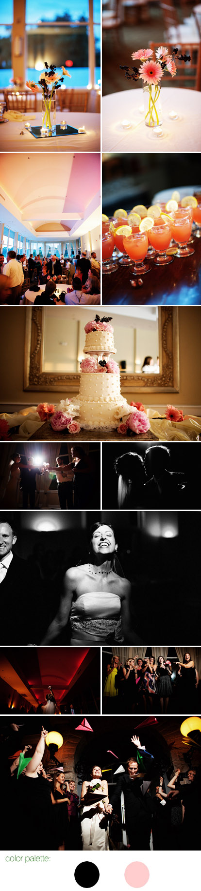 Atlanta, Georgia real wedding reception at The Piedmont Room, pink and black wedding color palette, photography by Poser Image