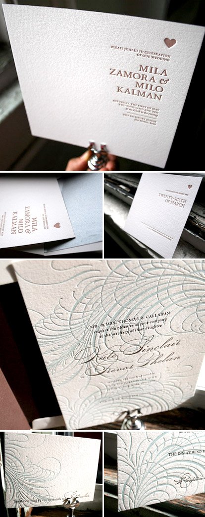 eco-friendly letterpress wedding invitation sample sale from Bella Figura, benefitting American Forests