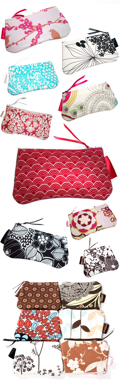 Bridesmaid's gift give-away, fabric pouches and purses from LouLouBell on Etsy