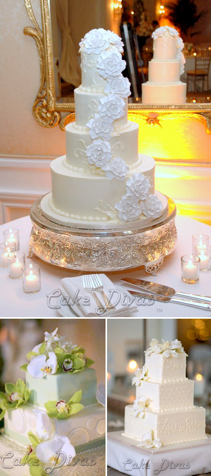 White floral wedding cakes by The Cake Divas