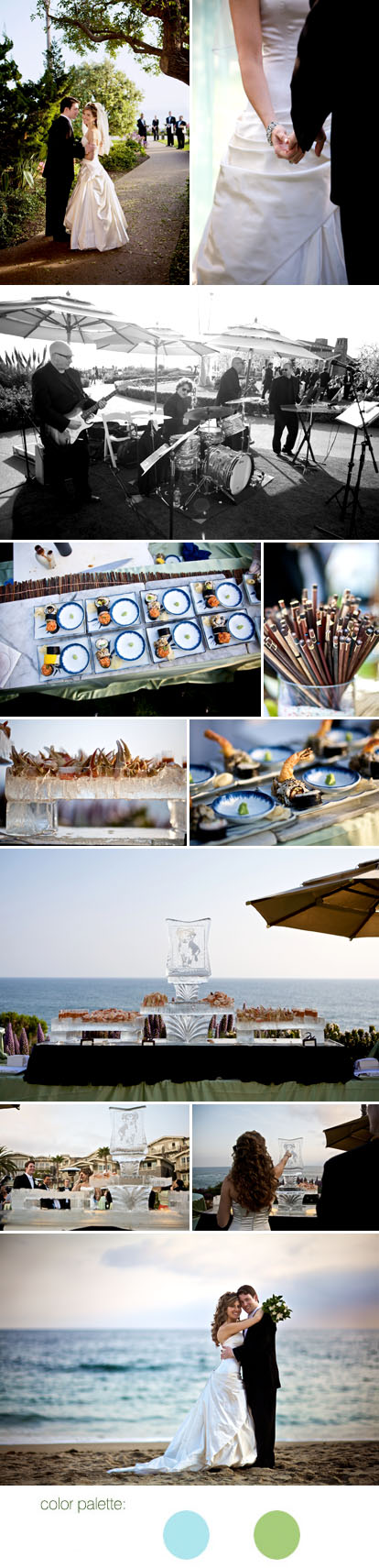 Images by Ira Lippke Studios, aqua and green spring wedding at the Montage Laguna Beach