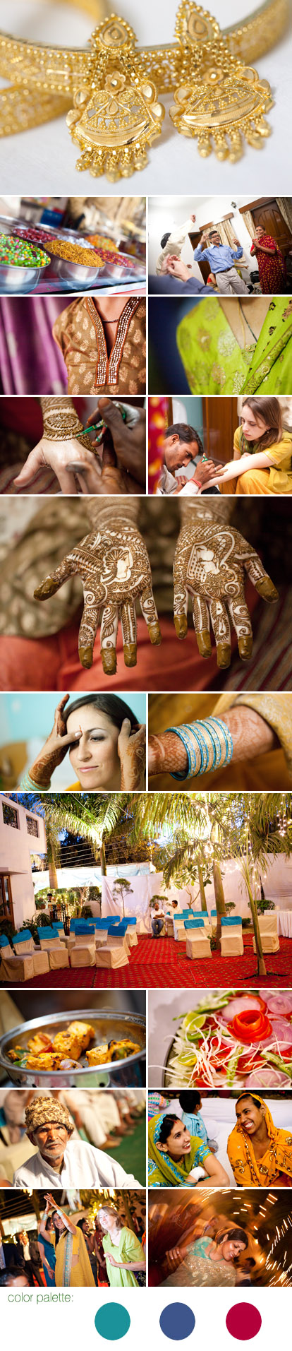 Traditional Norhtern Indian wedding cermonies, red, teal and peacock blue wedding color palette, images by Jihan Abdalla
