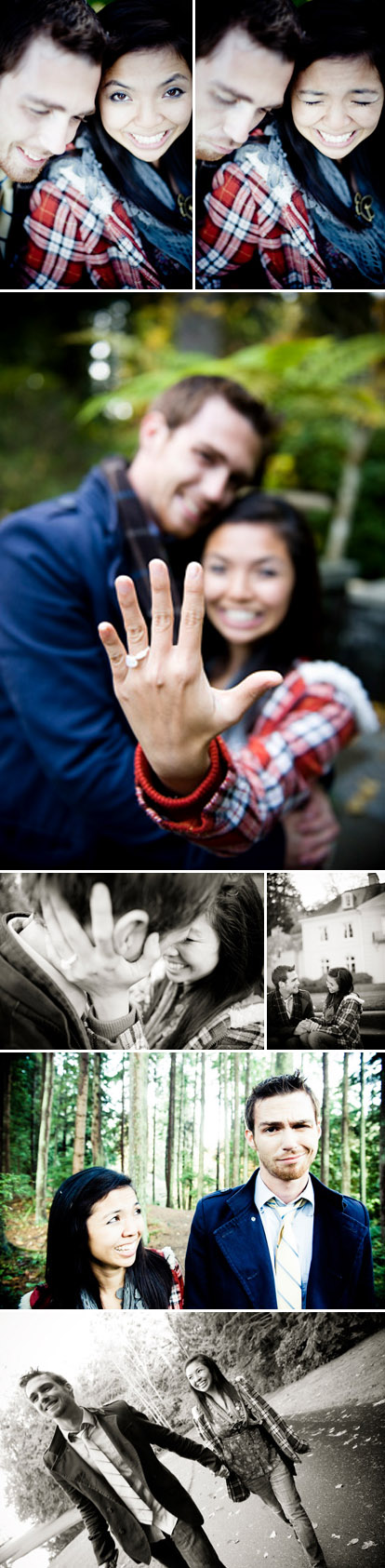 surprise proposal and engagement session in the Seattle rain photographed by Laurel McConnell Photography