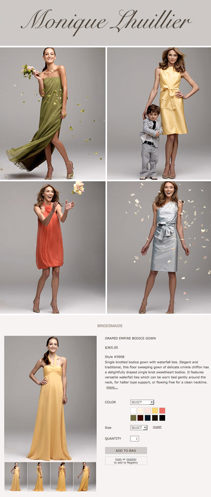 Monique Lhuillier bridesmaid's dress collection available online