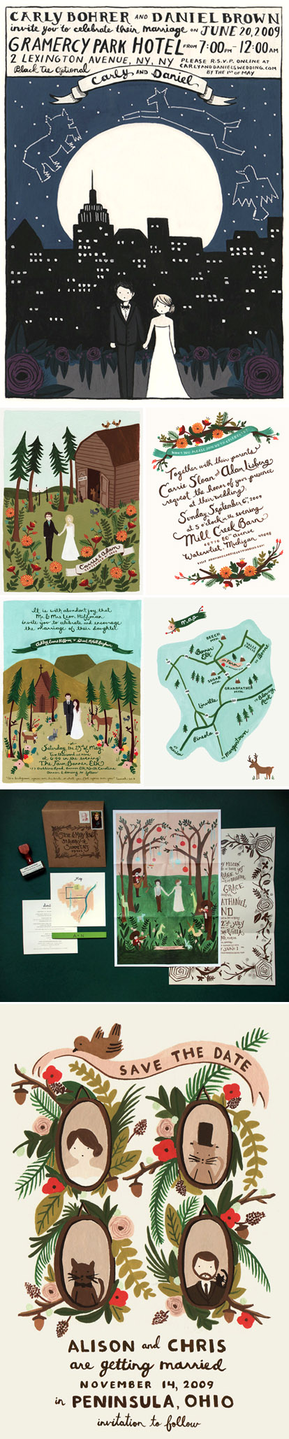 Custom wedding invitations and save-the-dates by Anna Bond of Rifle Paper Company