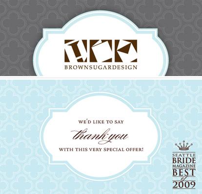 letterpress wedding invitation and thank you note special offer from Brown Sugar Design