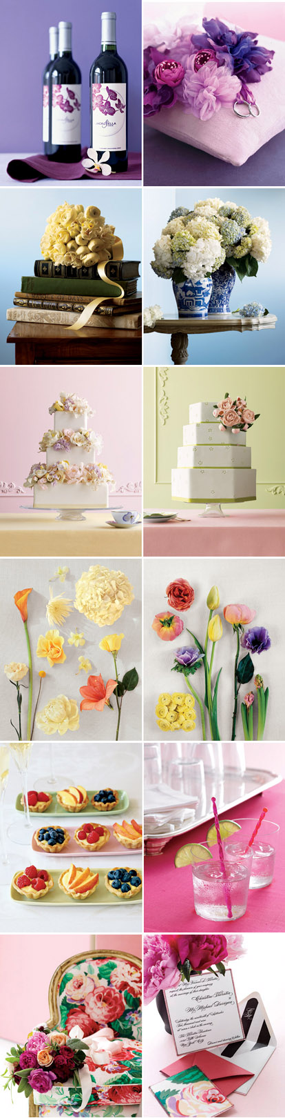 wedding inspiration, bridal bouquets and flowers, wedding cakes and color palettes, styled by Erin Swift, images via ErinSwift.com