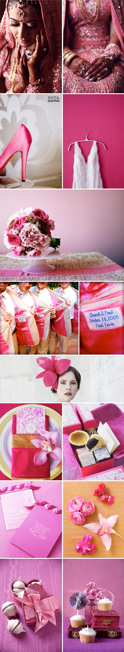 Fuchsia wedding color inspiration, wedding floral, decor and fashion in pink!