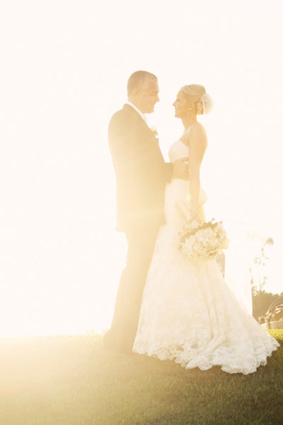 Romantic outdoor Santa Barbara, California real wedding, wedding gown by Monique Lhuillier, photographed by Boutwell Studio