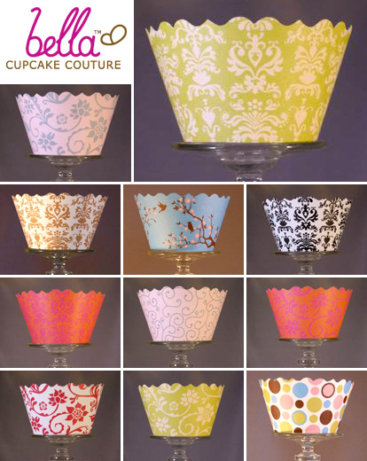 Designer cupcake wrappers from Bella Cupcake Couture