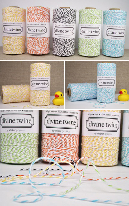 Divine Twine baker's twine by Whisker Graphics in black, orange, yellow, green and aqua